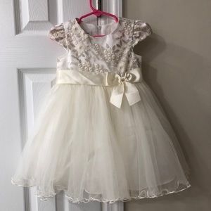 Bonnie Jean beige tulle dress with embroidered top